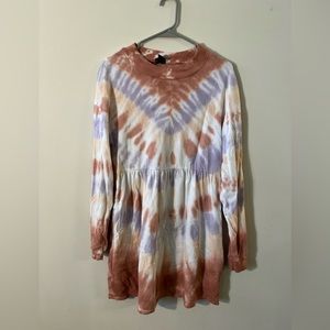 Tie dye peplum dress with pockets